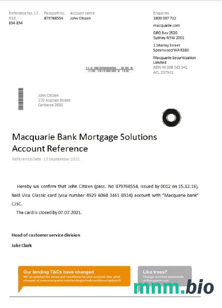 Przykład zamknięcia Macquarie w formacie Word i PDF
